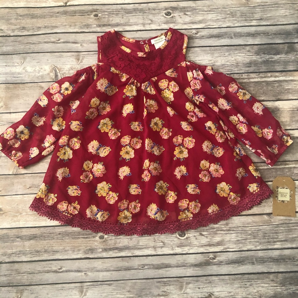 Forever Me Girls Cold Shoulder Top 6X